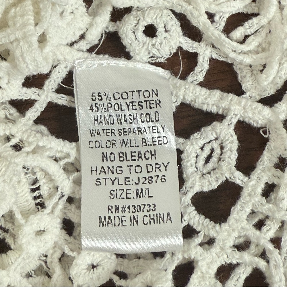 Umgee Crochet Lace Fringe Tunic Top Boho Festival Beach Layering M/L - Picture 6 of 7